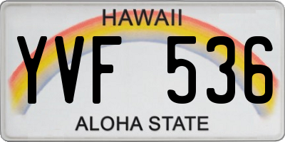 HI license plate YVF536