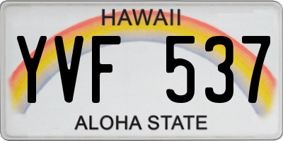 HI license plate YVF537