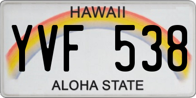 HI license plate YVF538