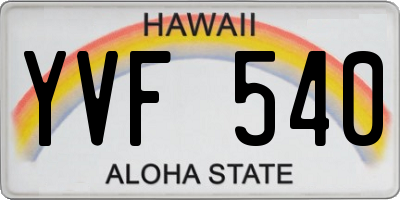 HI license plate YVF540