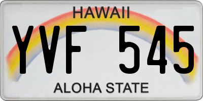 HI license plate YVF545
