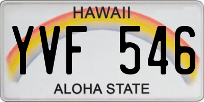 HI license plate YVF546