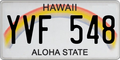 HI license plate YVF548
