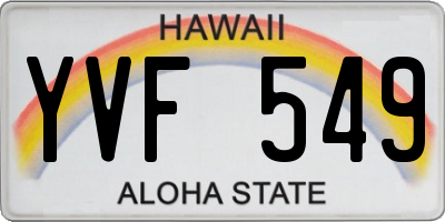 HI license plate YVF549