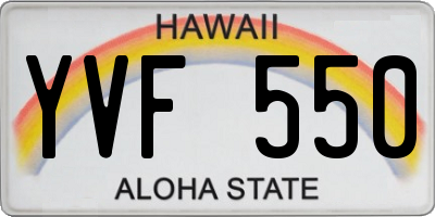 HI license plate YVF550