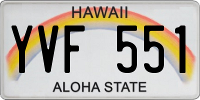 HI license plate YVF551