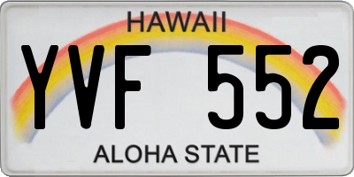 HI license plate YVF552