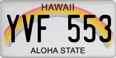 HI license plate YVF553