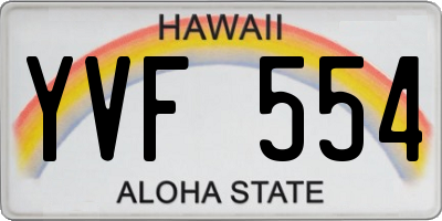 HI license plate YVF554