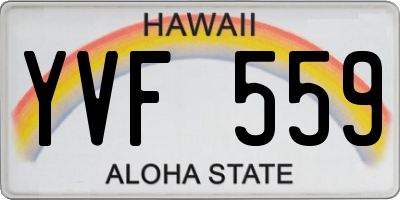 HI license plate YVF559
