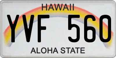 HI license plate YVF560