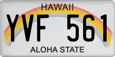 HI license plate YVF561
