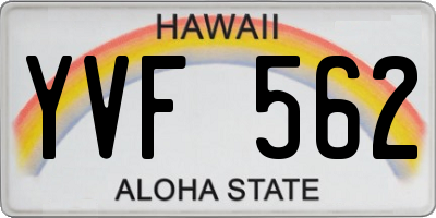 HI license plate YVF562