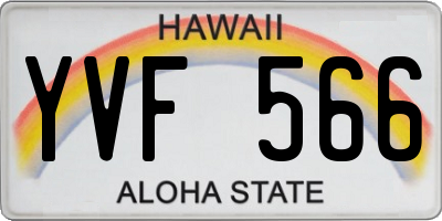 HI license plate YVF566