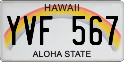 HI license plate YVF567