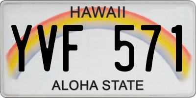 HI license plate YVF571