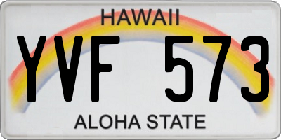 HI license plate YVF573