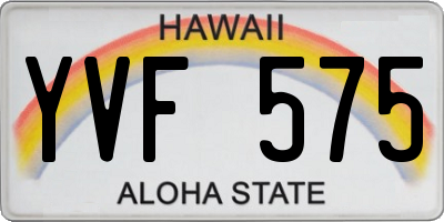 HI license plate YVF575