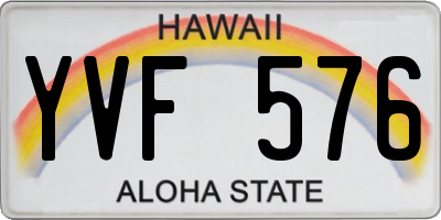 HI license plate YVF576