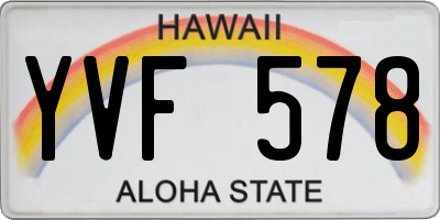 HI license plate YVF578