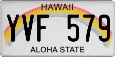 HI license plate YVF579