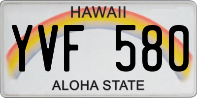 HI license plate YVF580