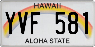 HI license plate YVF581