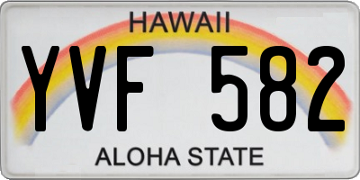 HI license plate YVF582