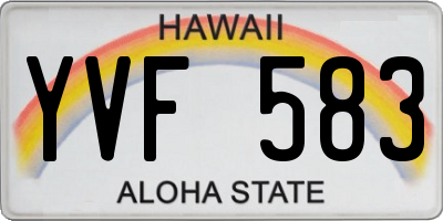 HI license plate YVF583