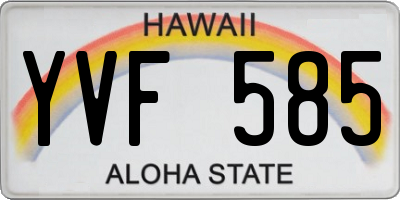 HI license plate YVF585