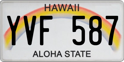 HI license plate YVF587