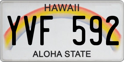 HI license plate YVF592