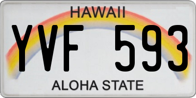 HI license plate YVF593