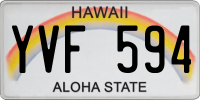 HI license plate YVF594