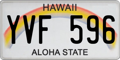 HI license plate YVF596