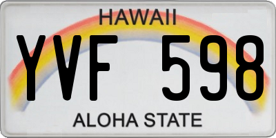HI license plate YVF598