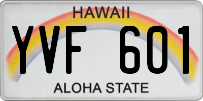 HI license plate YVF601