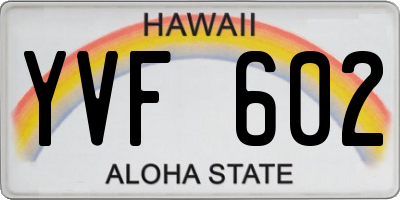 HI license plate YVF602