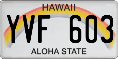 HI license plate YVF603