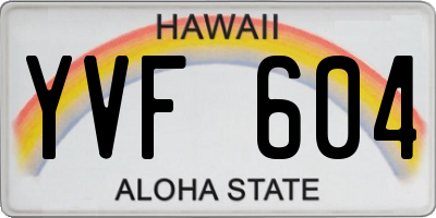 HI license plate YVF604