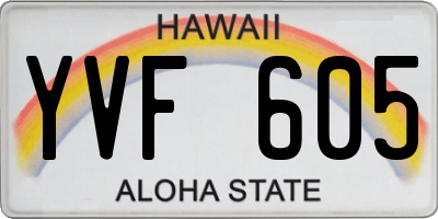 HI license plate YVF605