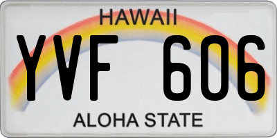HI license plate YVF606