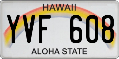 HI license plate YVF608