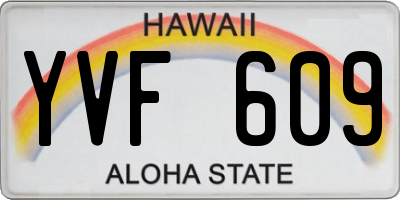 HI license plate YVF609