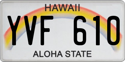 HI license plate YVF610