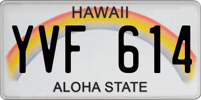 HI license plate YVF614