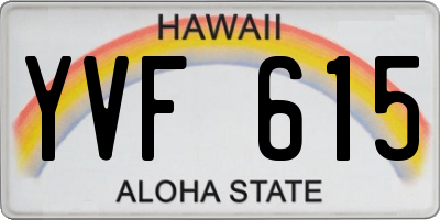 HI license plate YVF615