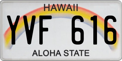 HI license plate YVF616