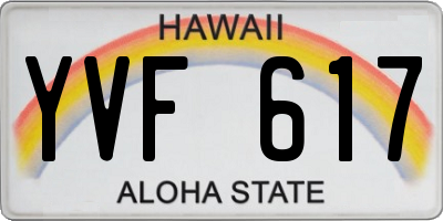 HI license plate YVF617