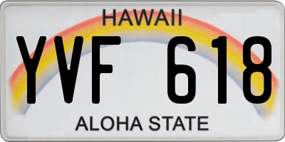 HI license plate YVF618